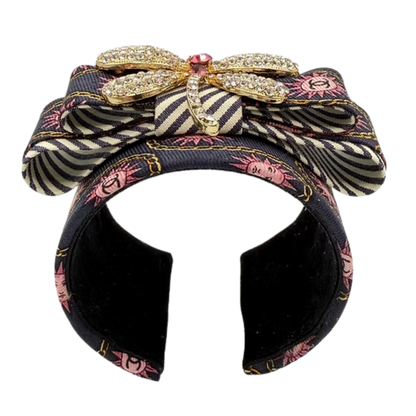 CC Sun Dragonfly Vintage Silk Necktie Cuff Bracelet