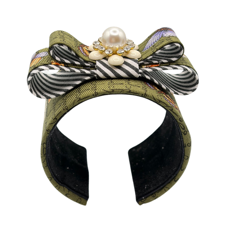 Butterfly Print Flower Vintage Silk Necktie Cuff Bracelet