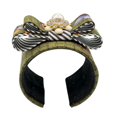 Butterfly Print Flower Vintage Silk Necktie Cuff Bracelet