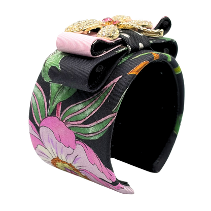 Flora Noir Dragonfly Silk Necktie Cuff Bracelet
