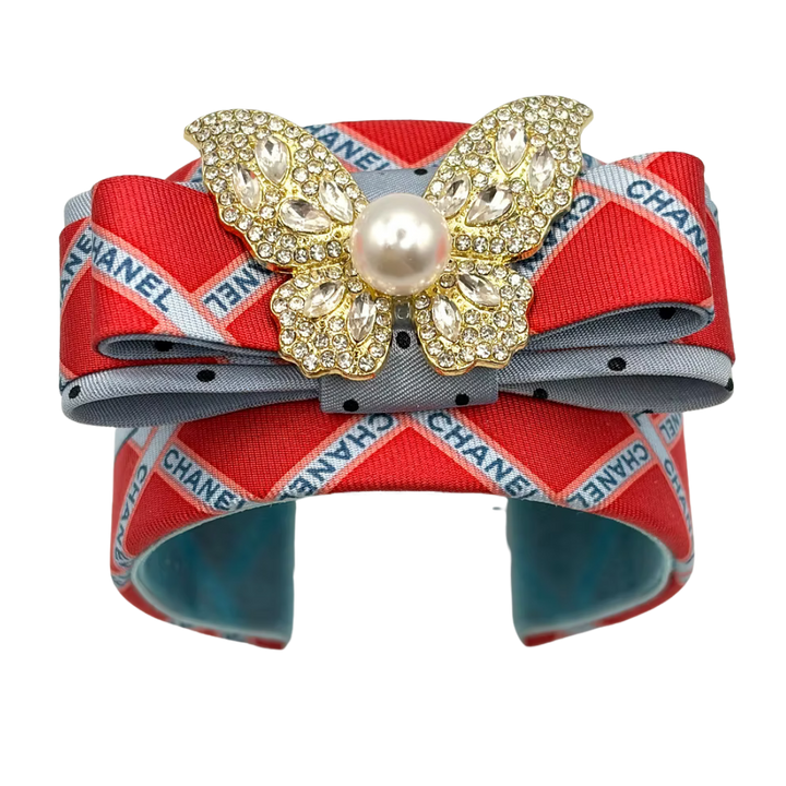 Logo Trellis Print Silk Necktie Cuff Bracelet