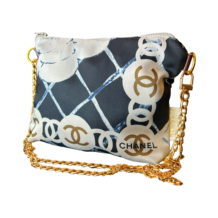 CC Logo Camellia Noir Vintage Scarf Crossbody Bag