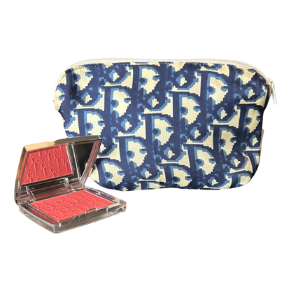 Trotter Blue Vintage Silk Scarf Beauty Bag