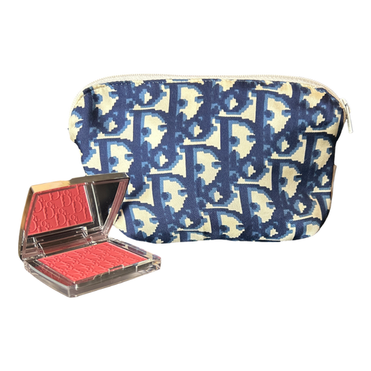 Trotter Blue Vintage Silk Scarf Beauty Bag