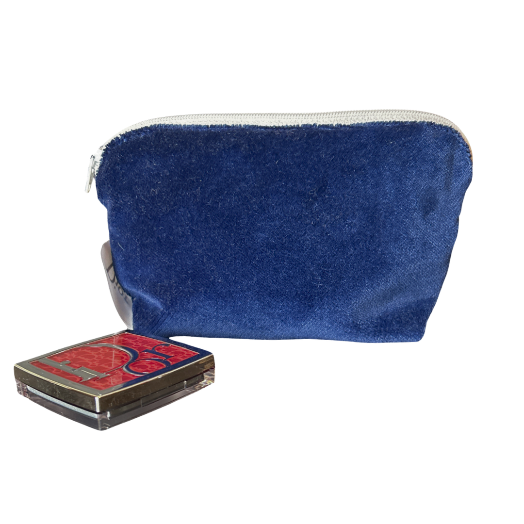 Trotter Blue Vintage Silk Scarf Beauty Bag