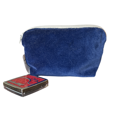 Trotter Blue Vintage Silk Scarf Beauty Bag