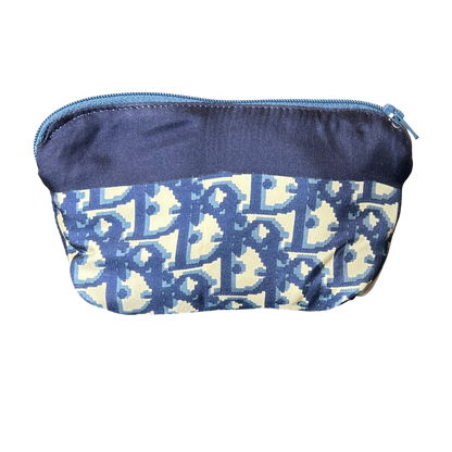 Trotter Blue Vintage Silk Scarf Beauty Bag