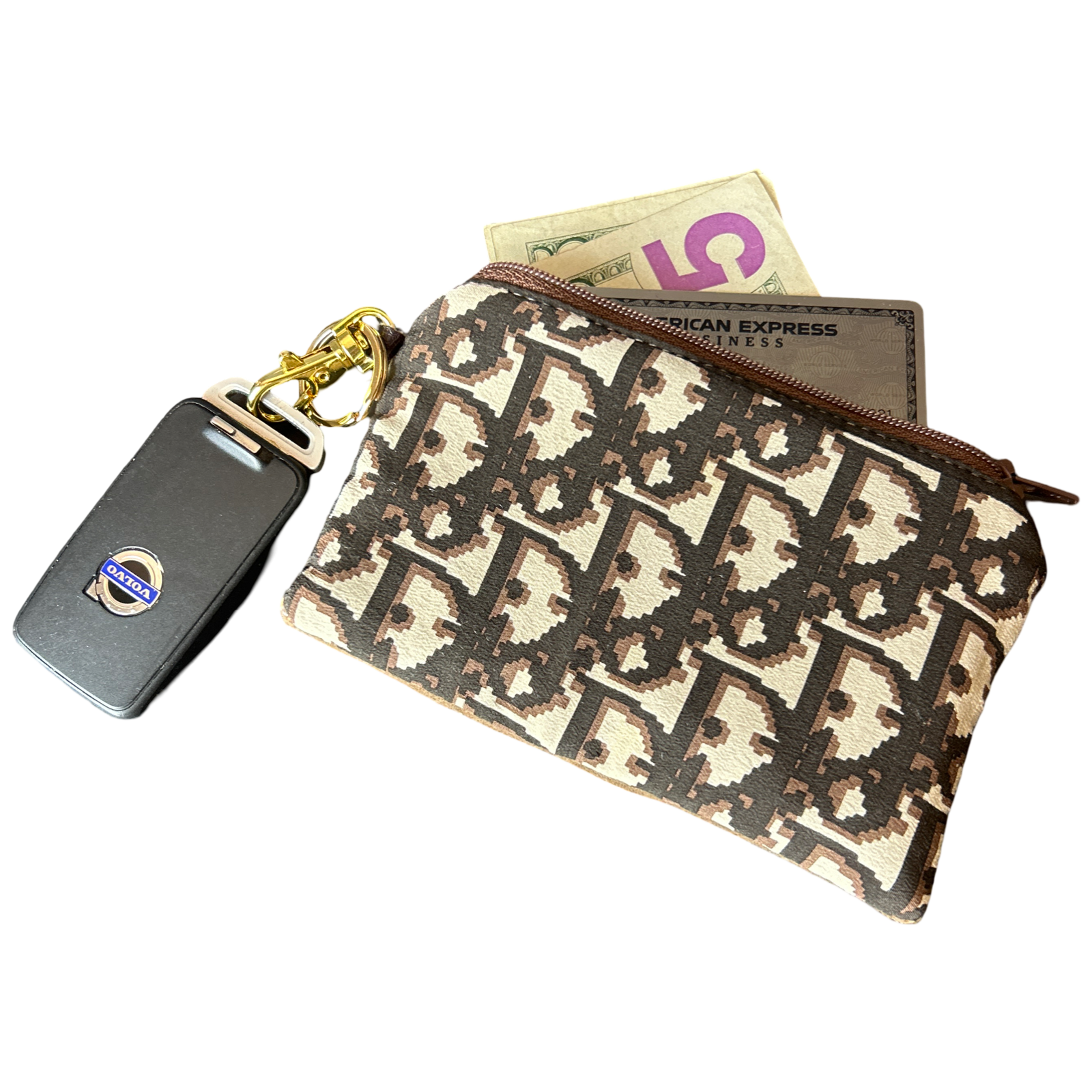DIOR Vintage Trotter Scarf Coffee Run Bag & Keychain exclusively at VintageLuxeUp.com
