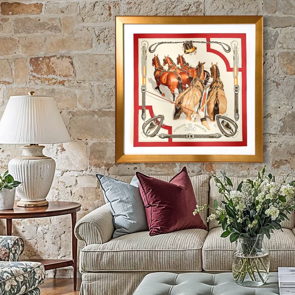 カ*ネ様 値下げ！HERMES ATTELAGE EN ARBALETTE シル Hermès “Attelage en Arbalète” Framed Silk Scarf | Vintage Luxe Up