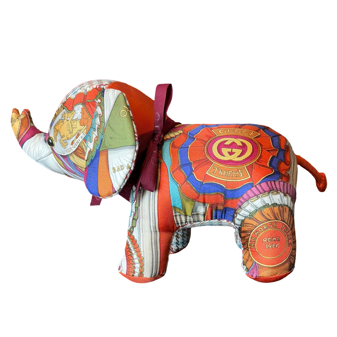 Gucci Horse Ribbons Silk Scarf Patchwork Elephant at Vintage Luxe Up