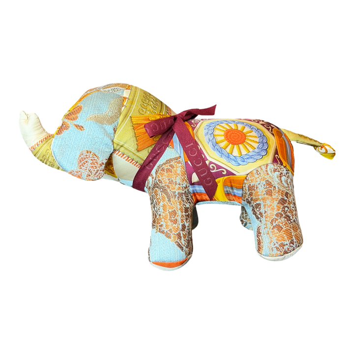 Gucci Tassels Silk Scarf Patchwork Elephant at Vintage Luxe Up