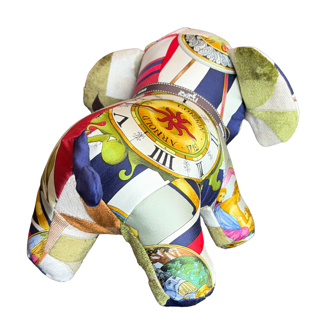 Hermes Parmi les Fleurs Je Compte les Heures Scarf Patchwork Elephant at Vintage Luxe Up