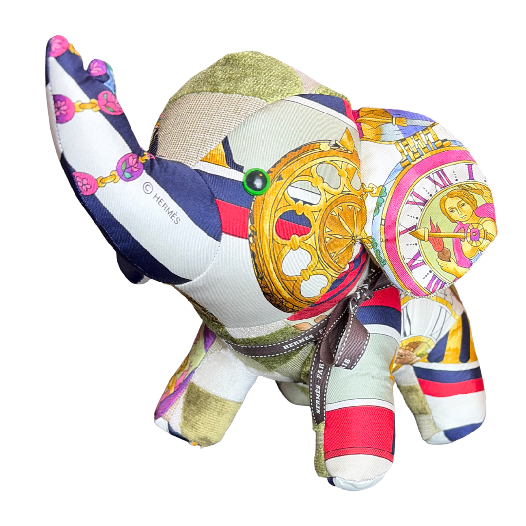 Hermes Parmi les Fleurs Je Compte les Heures Scarf Patchwork Elephant at Vintage Luxe Up