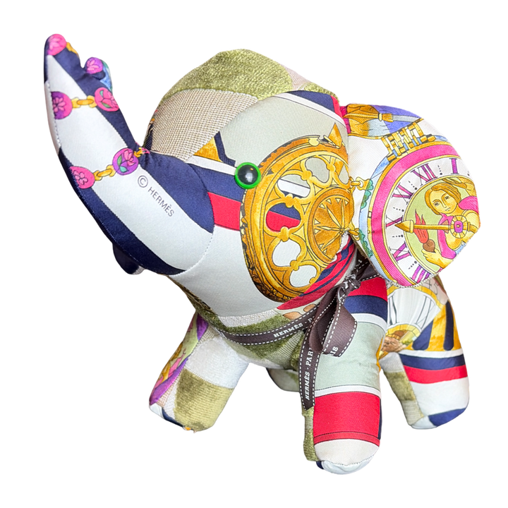 Hermes Parmi les Fleurs Je Compte les Heures Scarf Patchwork Elephant at Vintage Luxe Up