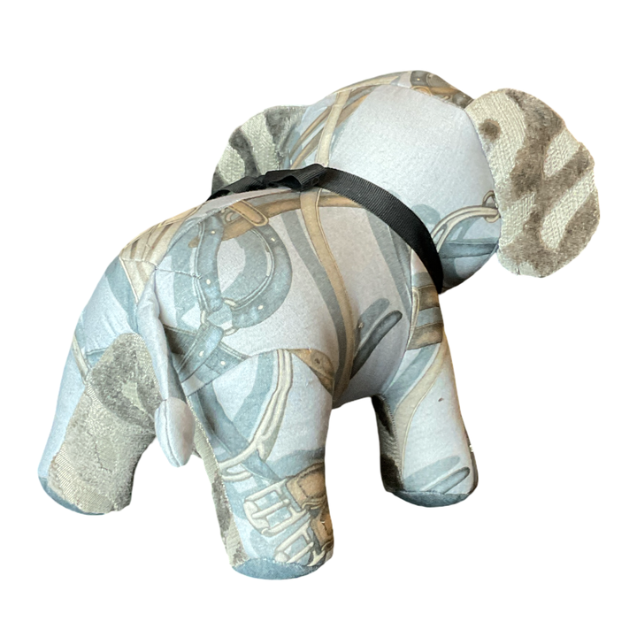 Gray Equestrian Vintage Silk Scarf Patchwork Lucky Elephant