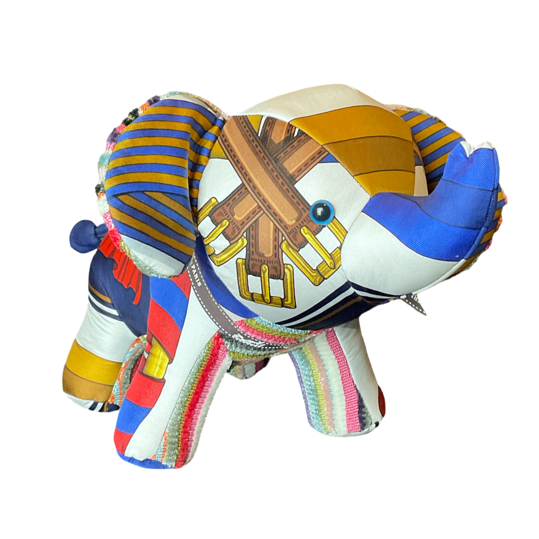 Hermes Pavois Silk Scarf Patchwork Elephant at Vintage Luxe Up