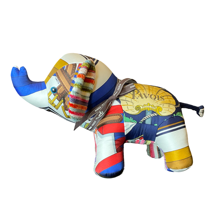 Hermes Pavois Silk Scarf Patchwork Elephant at Vintage Luxe Up