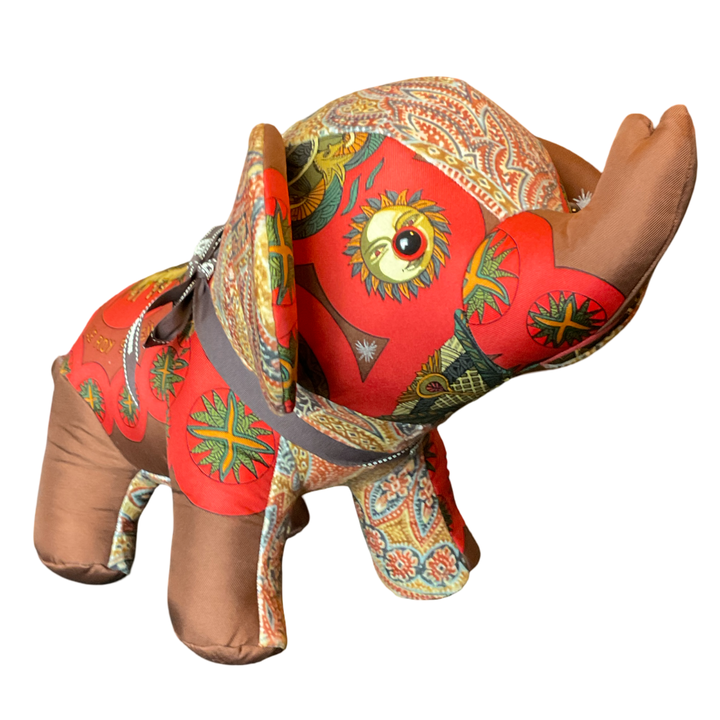 Hermes Le Roy Soleil Silk Scarf Patchwork Elephant at Vintage Luxe Up