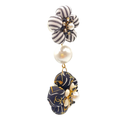 CC Chain Vintage Silk Necktie Chandelier Earrings