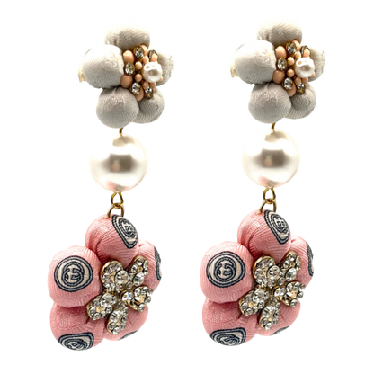 Vintage Luxe Up Gucci floral Silk Chandelier Earrings