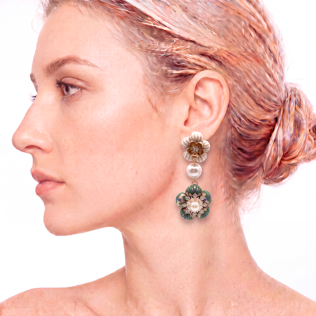 Ancre Vintage Silk Necktie Chandelier Earrings