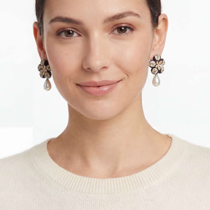 Chanel CC Logo Drop Earrings in Gold