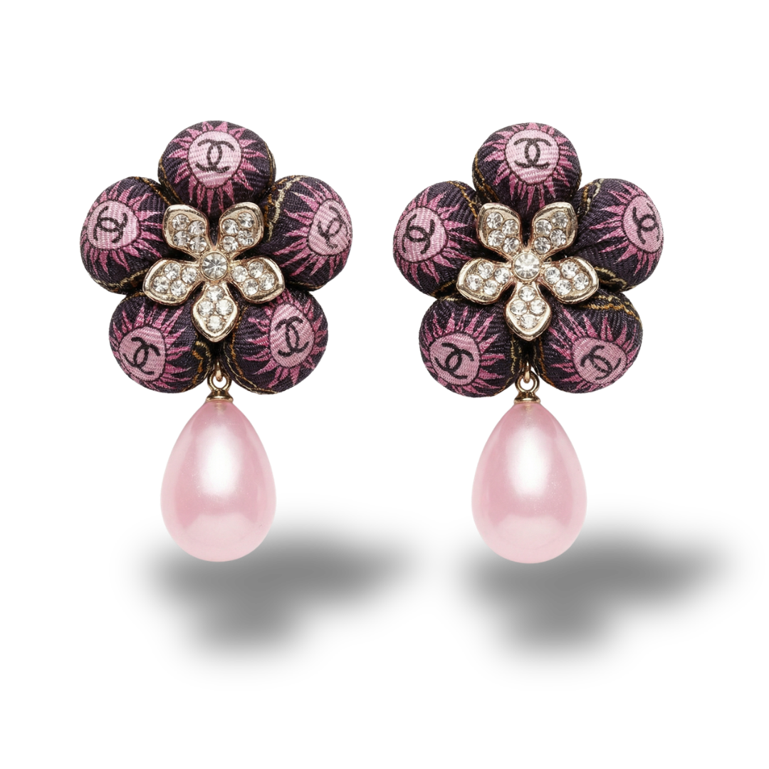 CC Sun Vintage Silk Necktie Drop Earrings