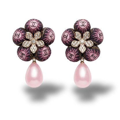 CC Sun Vintage Silk Necktie Drop Earrings
