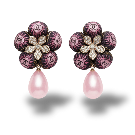 CC Sun Vintage Silk Necktie Drop Earrings