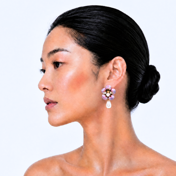 CC Checkerboard Bumblebee Vintage Silk Necktie Drop Earrings