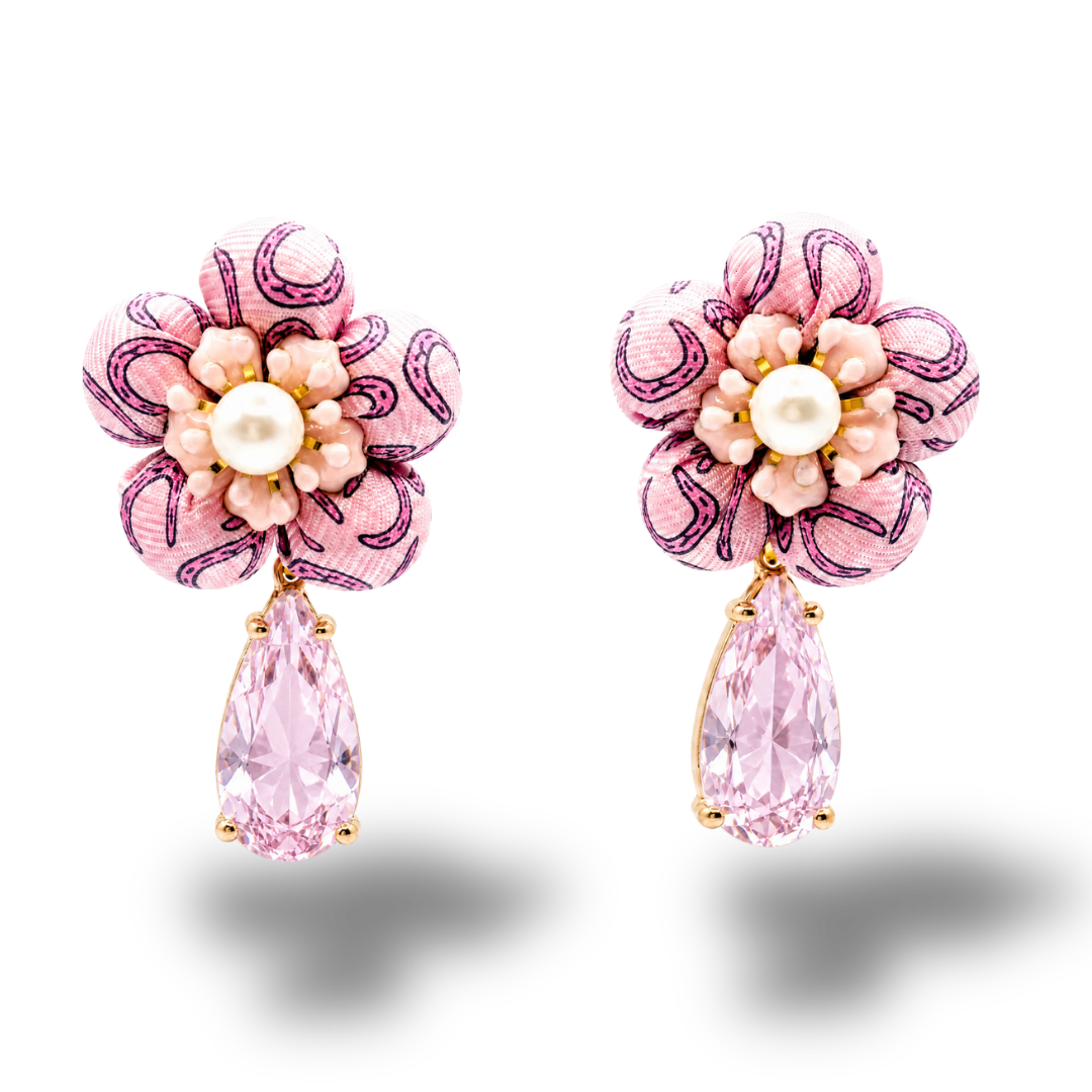 Hermès Horseshoe Vintage Silk Drop Earrings