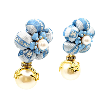 Checkerboard CC Vintage Silk Necktie Drop Earrings
