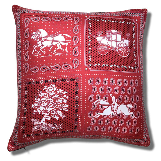 Vintage Hermes Pillow Ecuries Parisiennes Vintage Silk Scarf Pillow 22" at Vintage Luxe Up