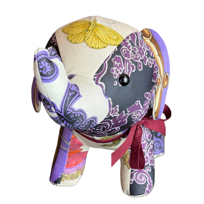 Purple Paisley Bamboo Vintage Silk Scarf Lucky Elephant