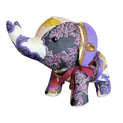 Purple Paisley Bamboo Vintage Silk Scarf Lucky Elephant