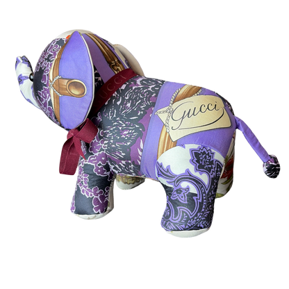 Purple Paisley Bamboo Vintage Silk Scarf Lucky Elephant