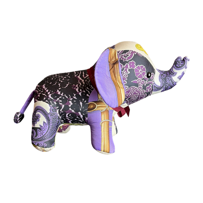 Purple Paisley Bamboo Vintage Silk Scarf Lucky Elephant