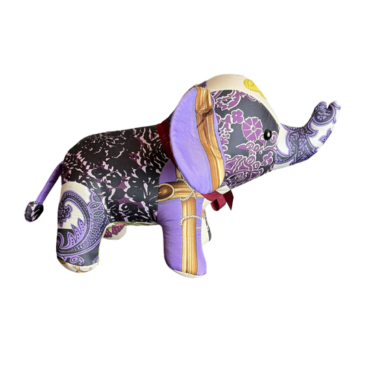 Purple Paisley Bamboo Vintage Silk Scarf Lucky Elephant
