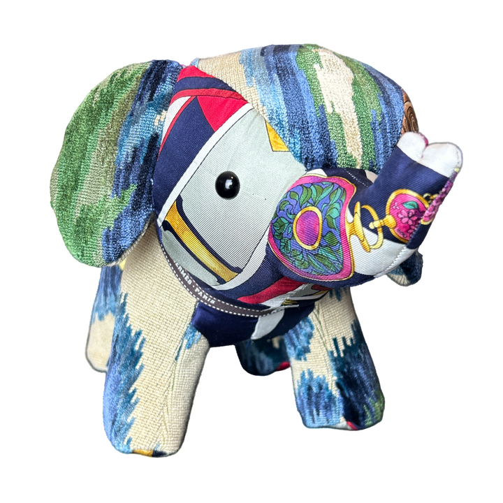 Hermes Parmi les Fleurs Je Compte les Heures Scarf Patchwork Elephant at Vintage Luxe Up