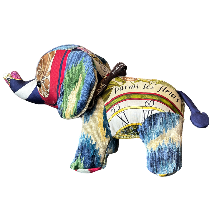 Hermes Parmi les Fleurs Je Compte les Heures Scarf Patchwork Elephant at Vintage Luxe Up