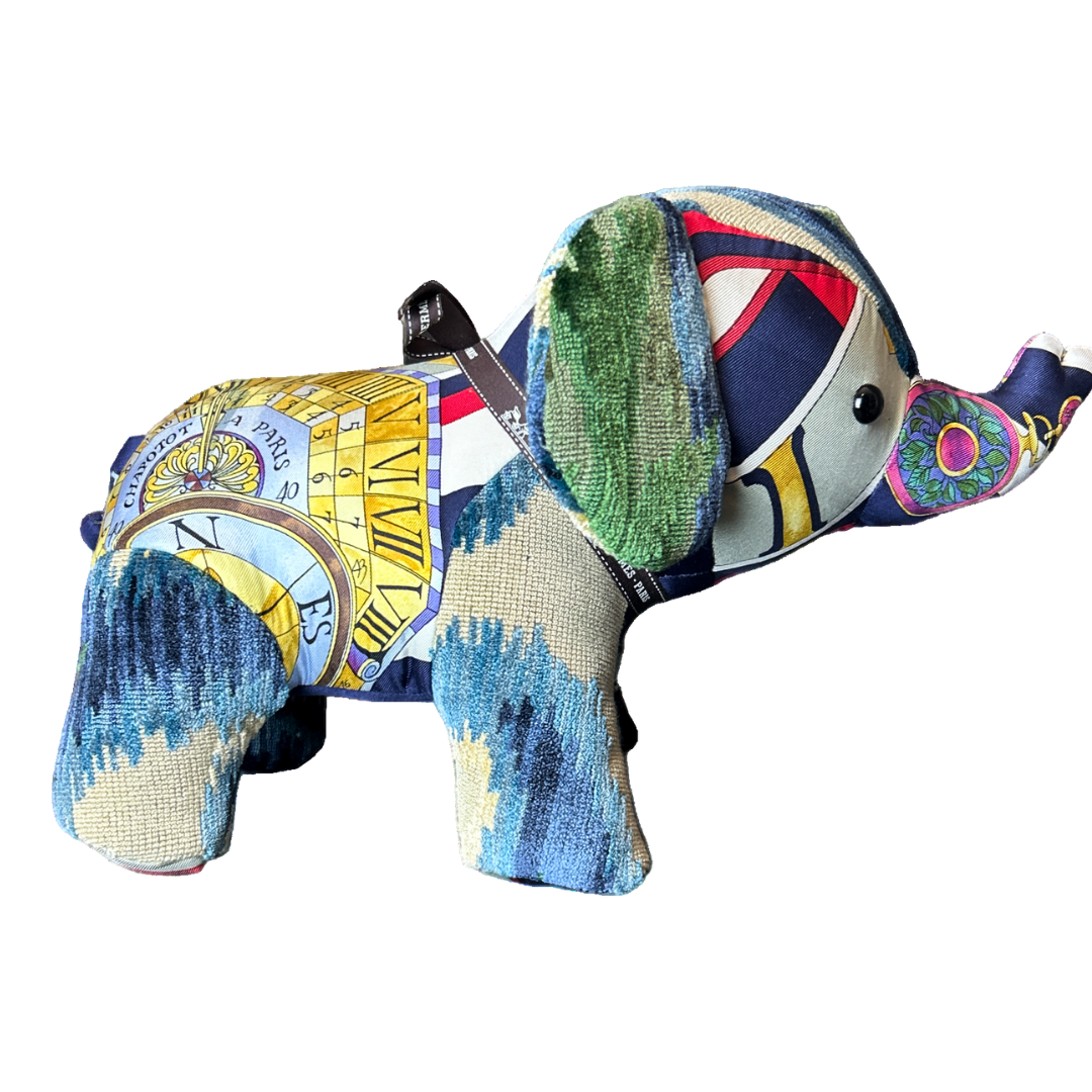 Hermes Parmi les Fleurs Je Compte les Heures Scarf Patchwork Elephant at Vintage Luxe Up