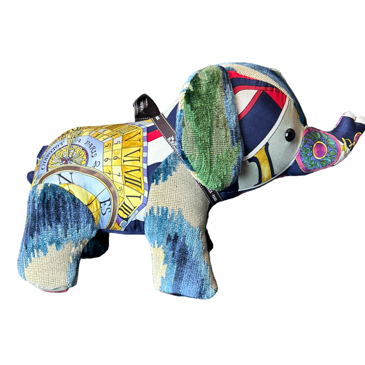 Hermes Parmi les Fleurs Je Compte les Heures Scarf Patchwork Elephant at Vintage Luxe Up