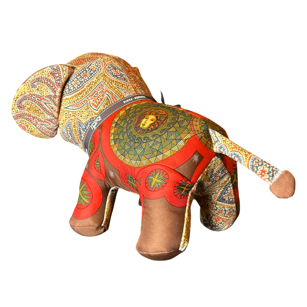 Roy Soleil Vintage Silk Scarf Patchwork Lucky Elephant