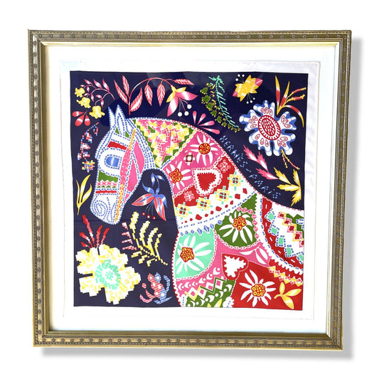 Framed Hermes Scarf En Attendant Ulysse Framed Vintage Silk Scarf 20" Vintage Hermes at Vintage Luxe Up