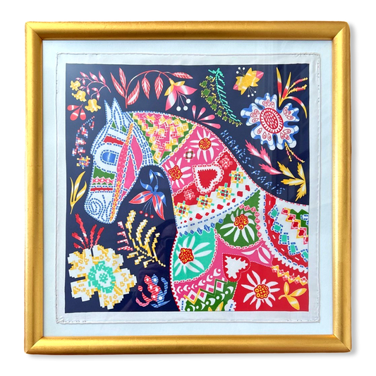 Framed Hermes Scarf En Attendant Ulysse Framed Vintage Silk Scarf 20" Vintage Hermes at Vintage Luxe Up