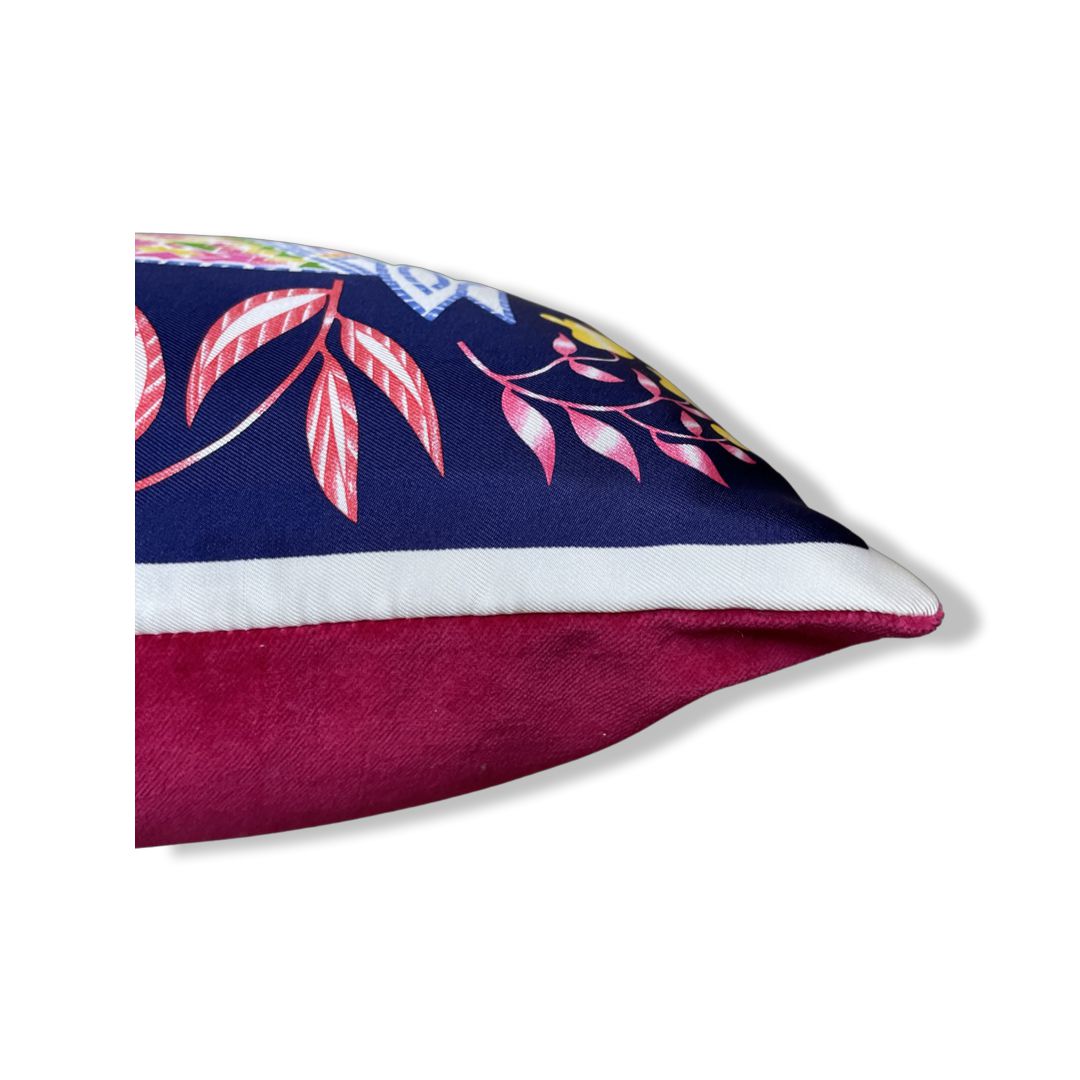 En Attendant Ulysse Vintage Silk Scarf Pillow 17"