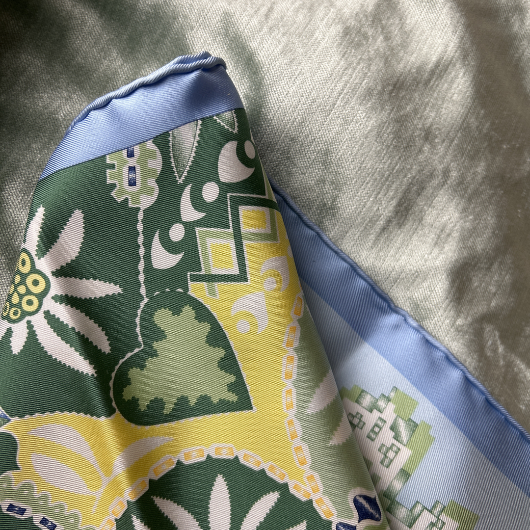 En Attendant Ulysse Vintage Silk Scarf Pillow 17"