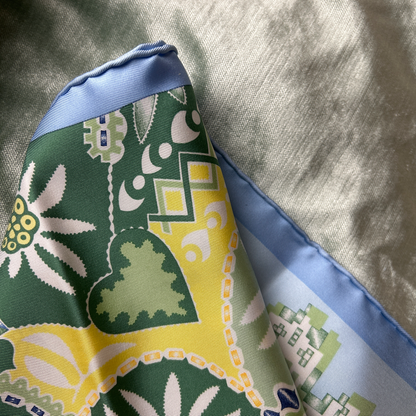 En Attendant Ulysse Vintage Silk Scarf Pillow 17"
