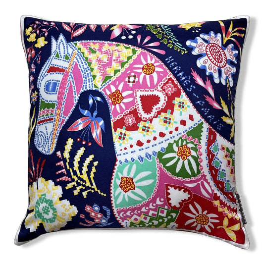 Vintage Hermes Pillow En Attendant Ulysse Vintage Silk Scarf Pillow 17" at Vintage Luxe Up