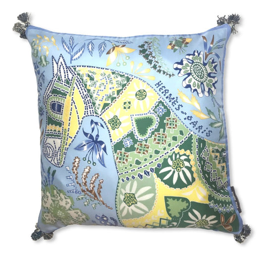 Vintage Hermes Pillow En Attendant Ulysse Vintage Silk Scarf Pillow 17" at Vintage Luxe Up